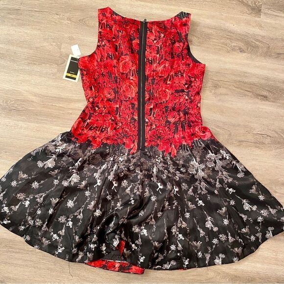 JULIAN TAYLOR SLEEVELESS RED & BLACK SWING SKIRT DRESS 14 NWT - Picture 10 of 16